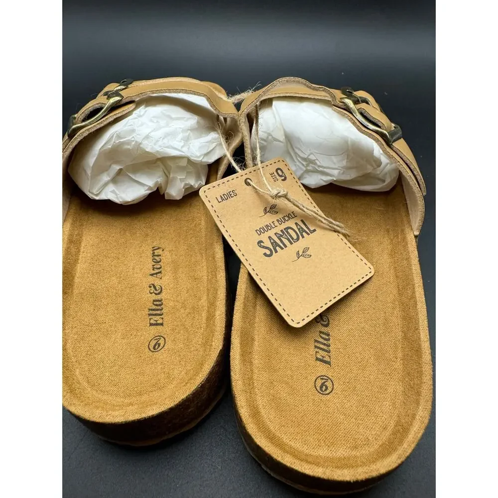 Birk-PS Women's Sandal Double Adjustable Buckle Straps Color Khaki Size 9M NWT